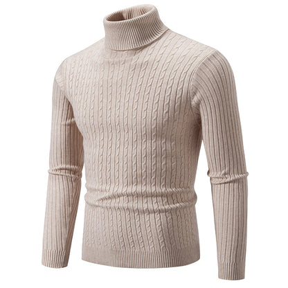 Men's High Neck Sweater – Solid Color Turtleneck Pullover