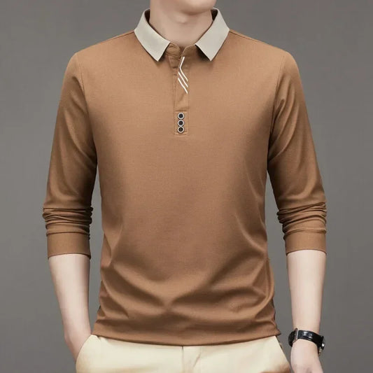 Men's Long Sleeve Waffle Polo Shirt