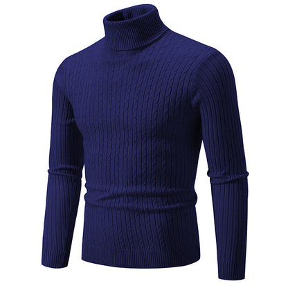 Men's High Neck Sweater – Solid Color Turtleneck Pullover