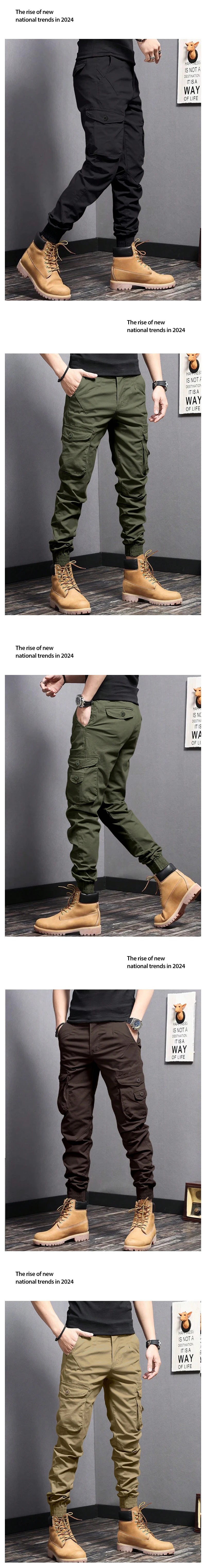 Men's Tapered Cargo Pants – Casual Workwear with Side Flap Pockets