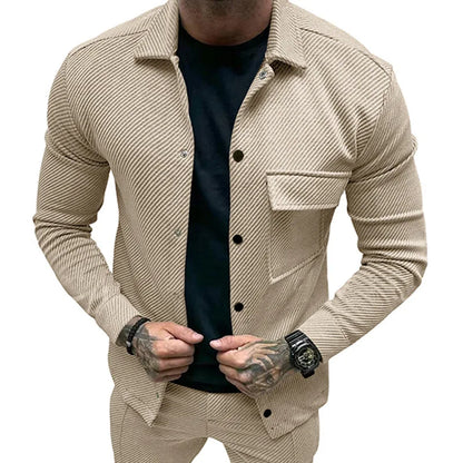 American Casual Men’s Heavy Twill Lapel Neck Long-Sleeve Slim-Fit Jacket