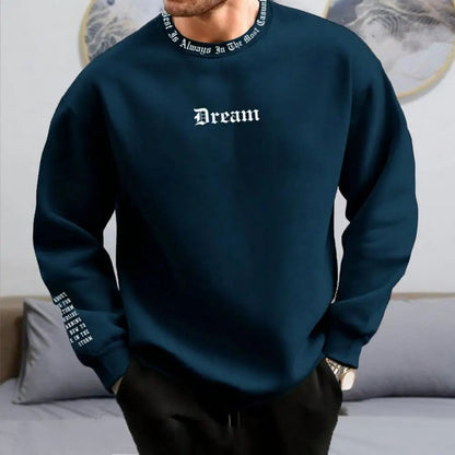 Men's Cozy Sweatshirt – Soft Round Neck Letter Print Fall