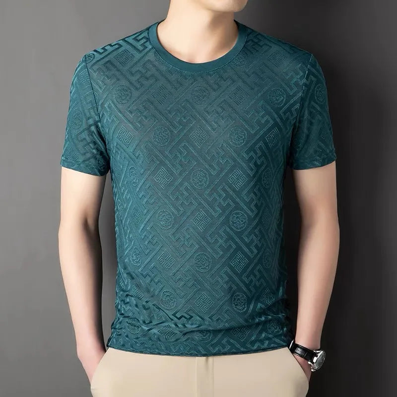 High-End Printed Ice Silk Men’s T-shirt