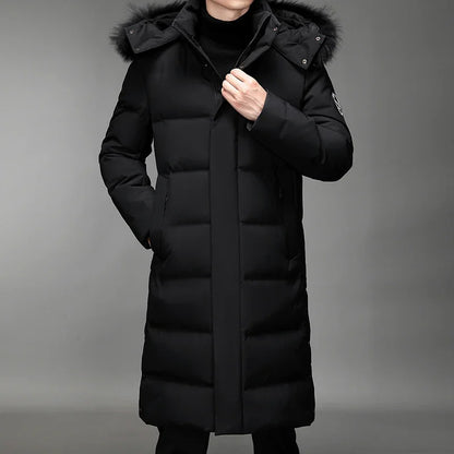 Men's Thickened Down Jacket -30 Winter Warm Down Coat 2024 New Men Fashion Long White Duck Hooded Down Parkas Plus Size 5XL