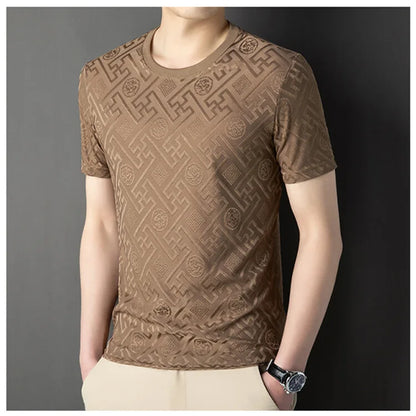 High-End Printed Ice Silk Men’s T-shirt