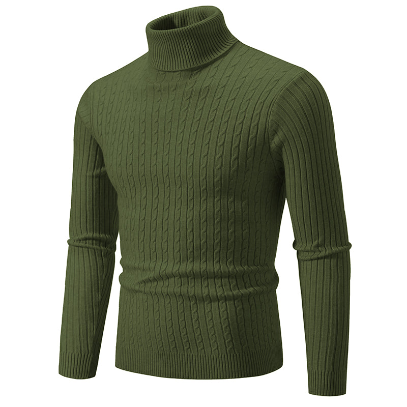 Men's High Neck Sweater – Solid Color Turtleneck Pullover