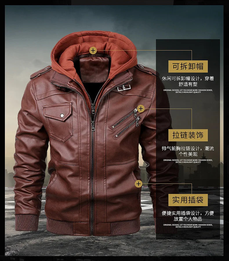 2024 Men’s Reflective Leather Motorcycle Jacket